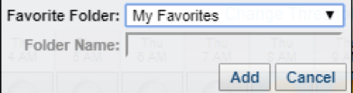 Favorite Folder dropdown showing My Favorites, with Folder Name, as well as Add and Cancel buttons.